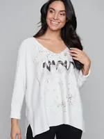 Carre Noir Foil print v-neck top