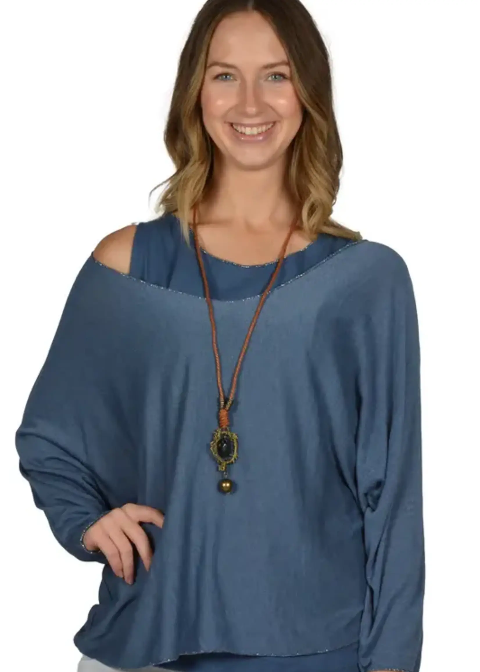 Made in italy Double lined top w/ Necklace