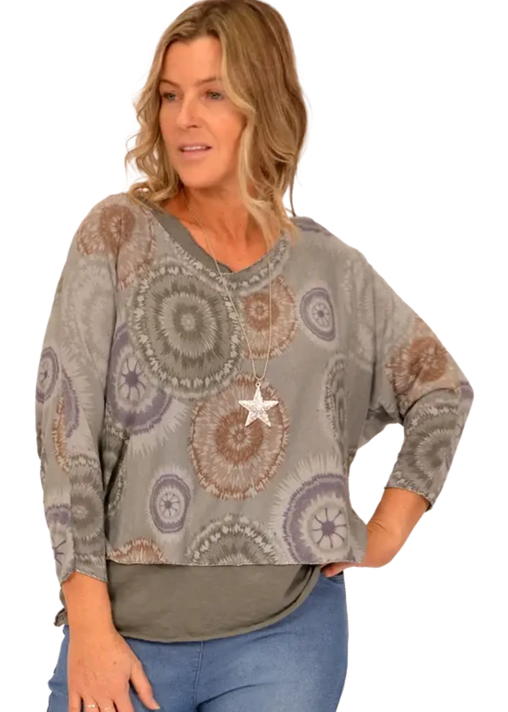 Made in italy Double lined top w/ Necklace