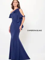 Cameron Blake Asymmetrical off the shoulder crepe gown