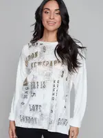 Carre Noir Foil print dolman top