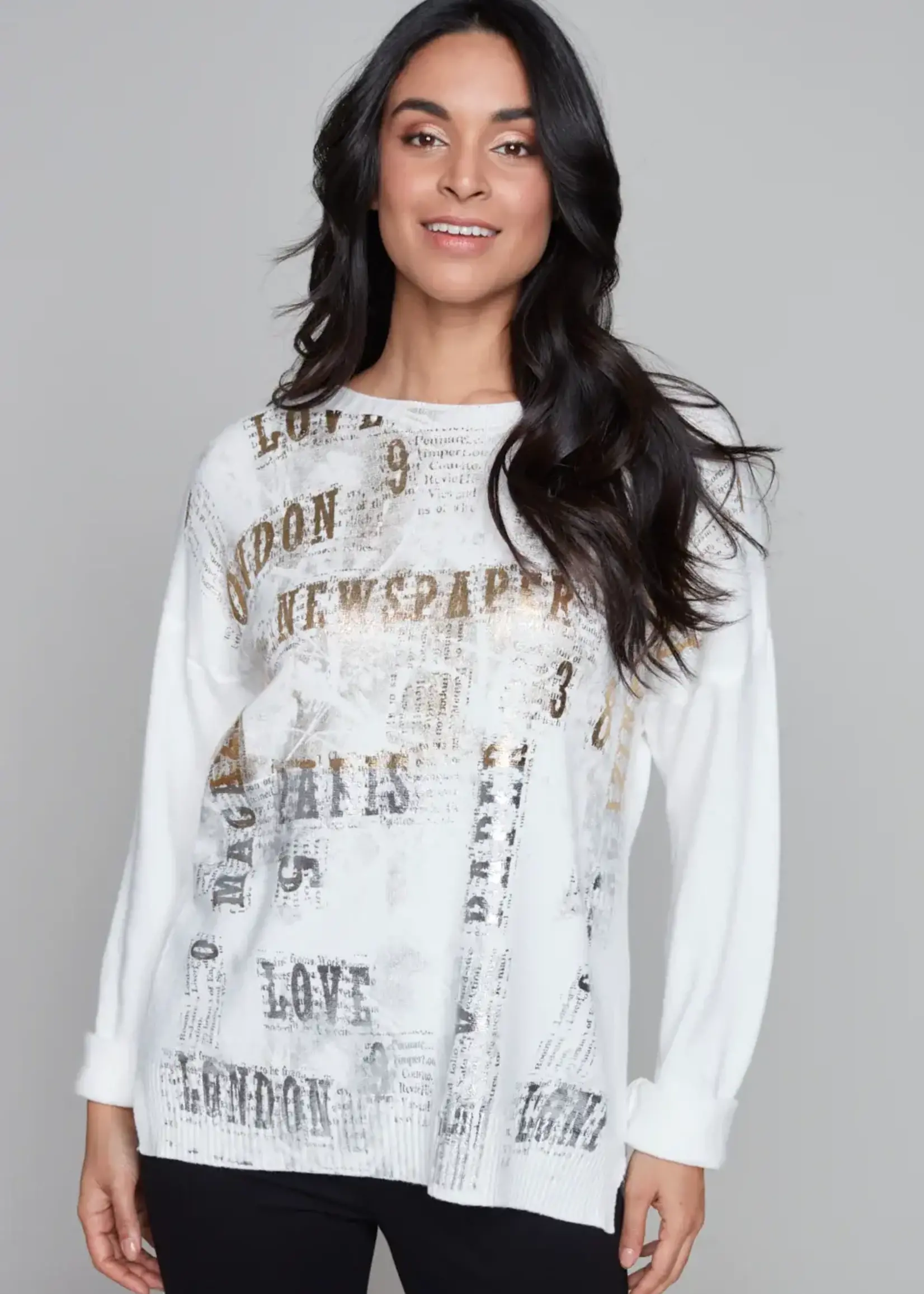 Carre Noir Foil print dolman top