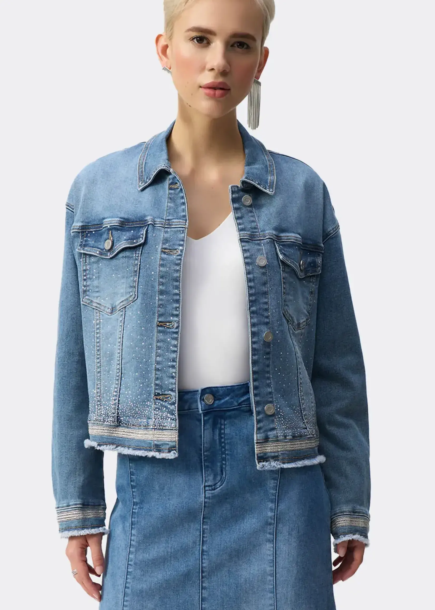 Joseph Ribkoff Embroidered hem rhinestone jean