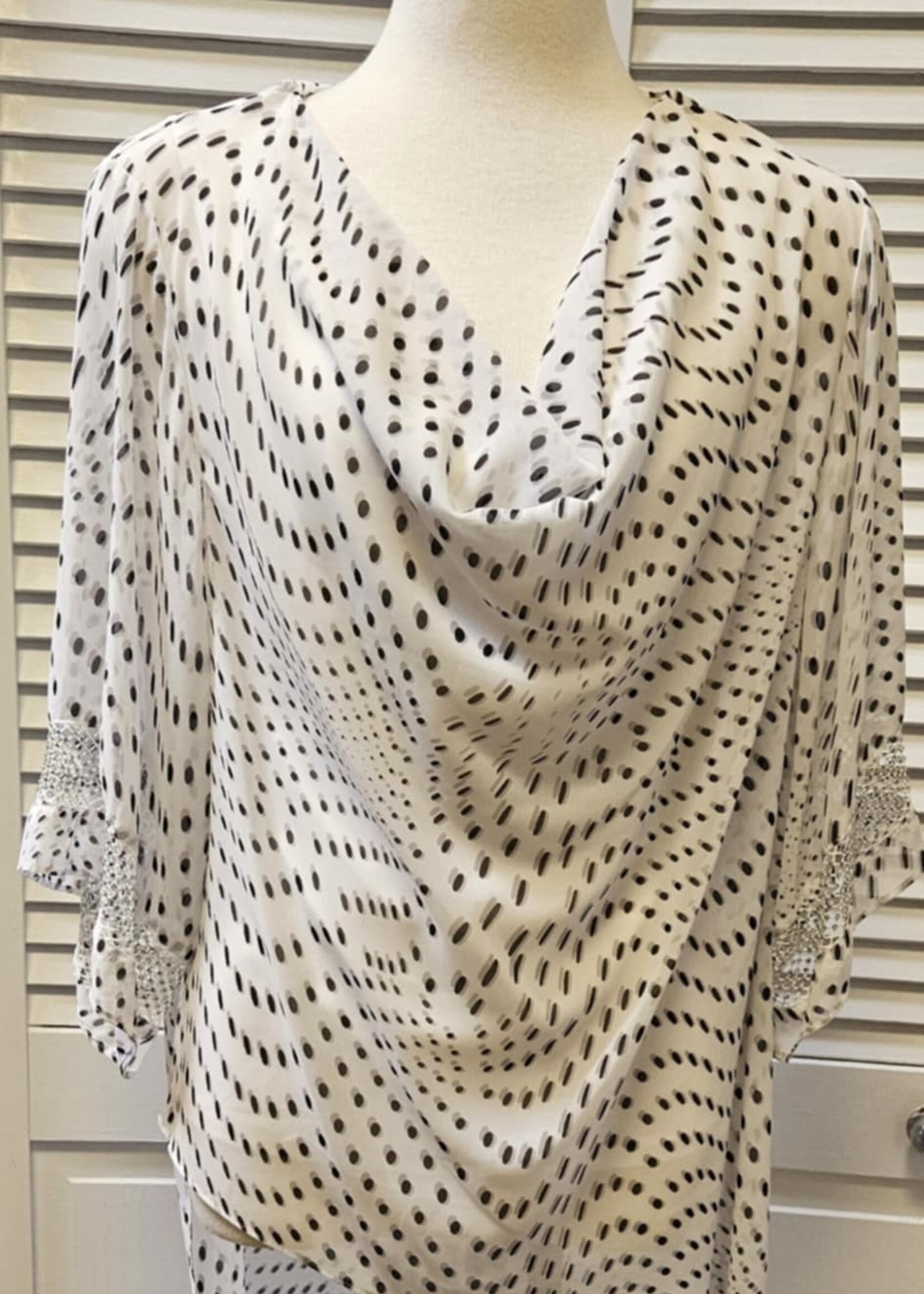 Joseph Ribkoff Chiffon print tunic blouse w/ high-low hem
