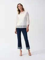 Joseph Ribkoff Mesh stripe boat neck top
