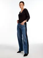 French Dressing Jeans Wide leg fashion stripe jean