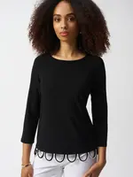 Joseph Ribkoff Silk- like top w/ loop hem detail