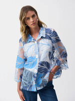 Joseph Ribkoff Floral sheer collared button up