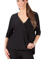 Pure Essence Twisted hem pinstripe top