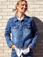 French Dressing Jeans Metallic splatter crop denim jacket