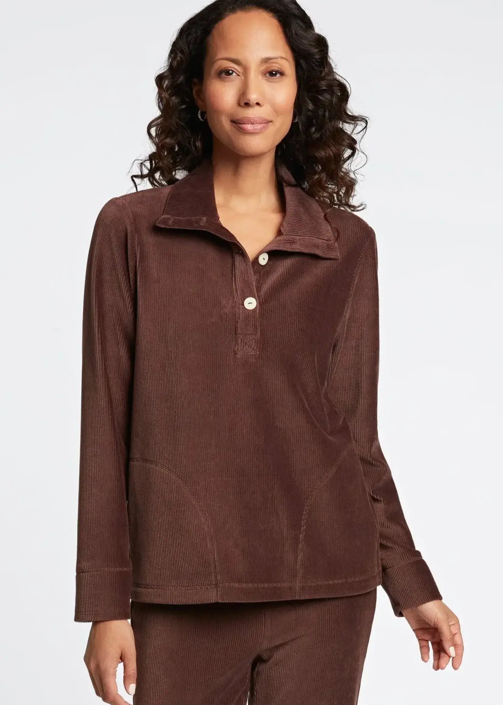 Foxcroft Plush cord popover sweater