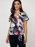 Frank Lyman Open front shawl collar printed top