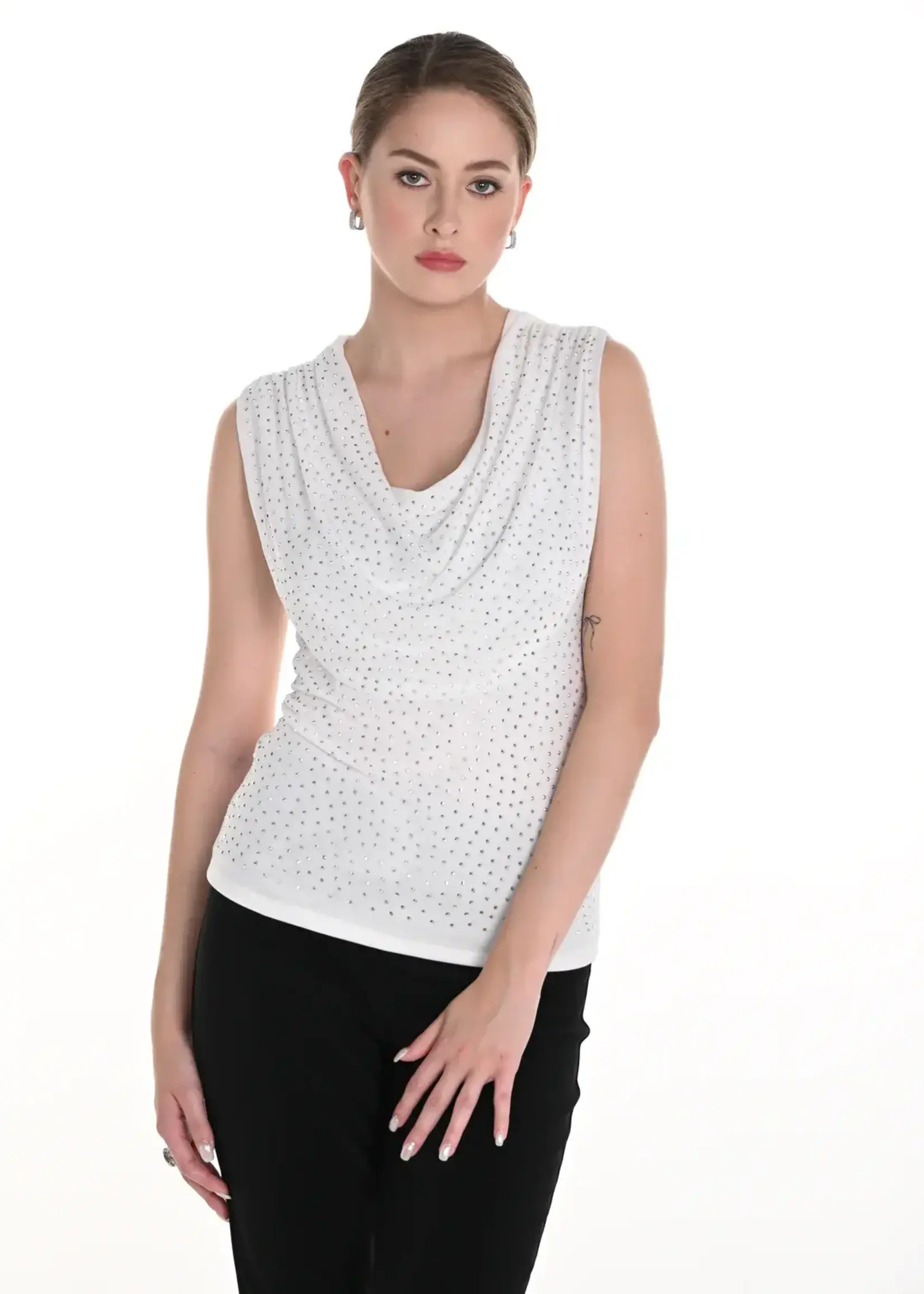 Frank Lyman Cowl neck jewel embellished tank
