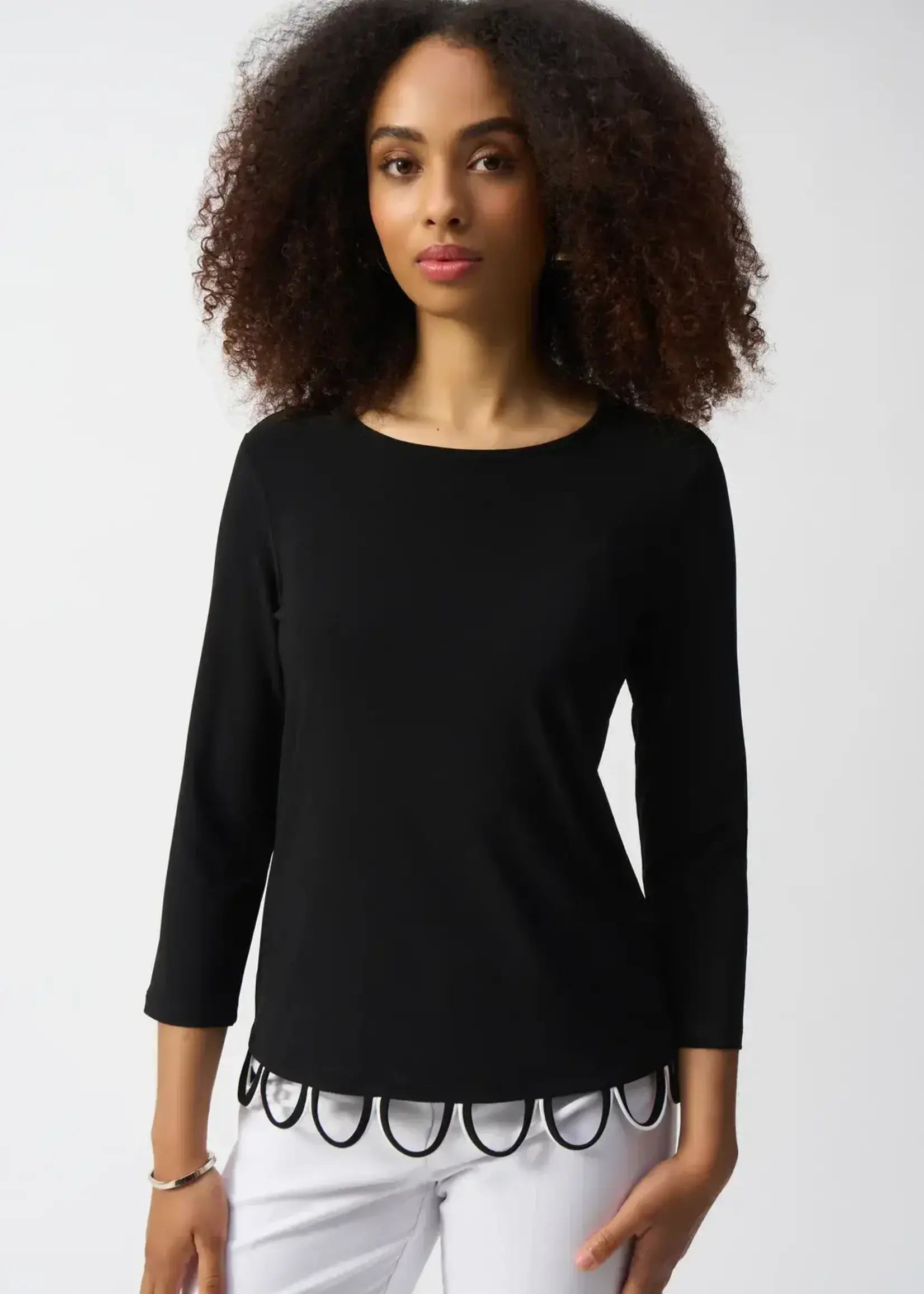 Joseph Ribkoff Silk- like top w/ loop hem detail