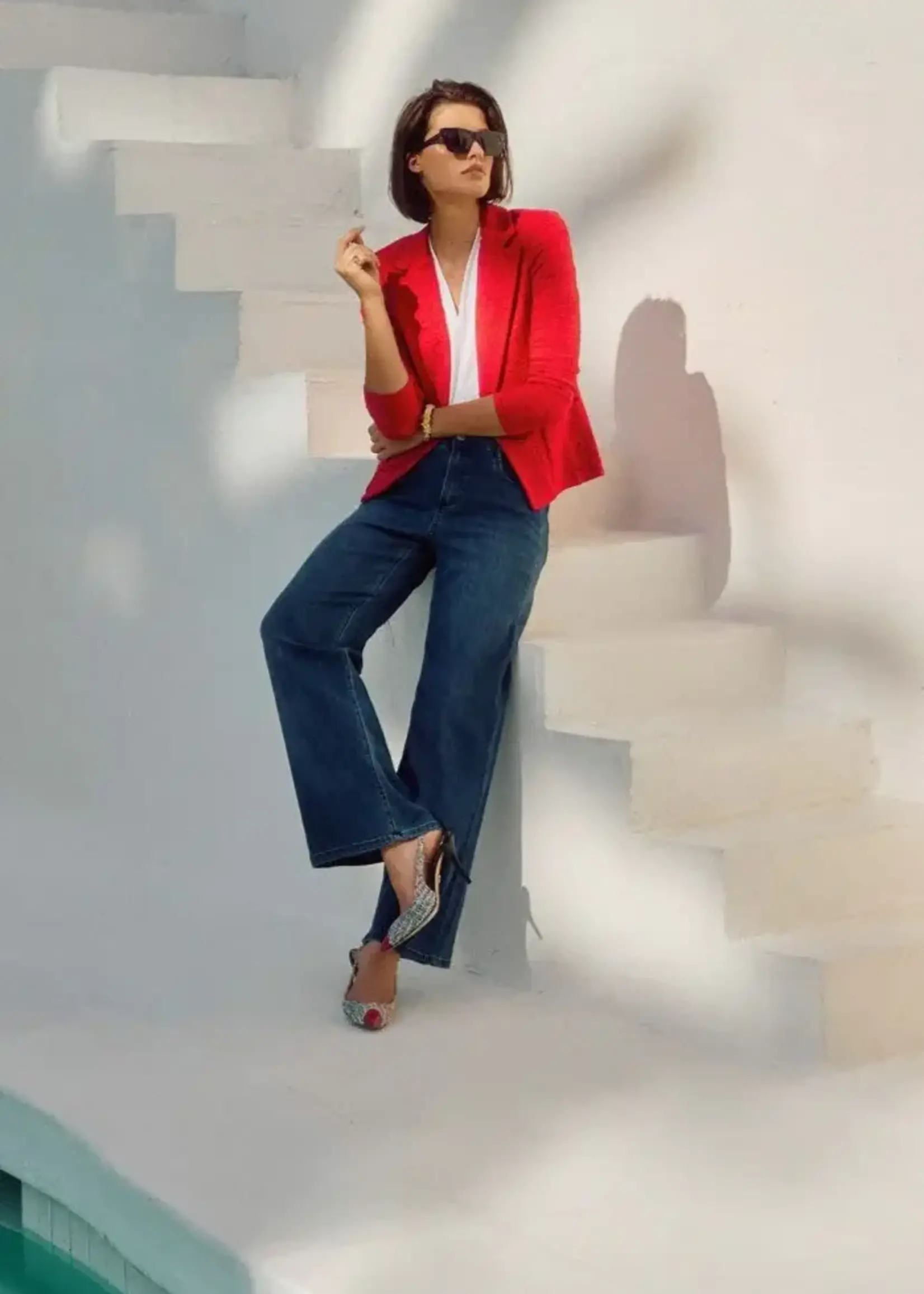 Joseph Ribkoff High- waisted wide leg jean