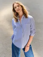 Joseph Ribkoff Stripe blouse w/ pearl trim