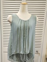 Angela Mara Layered sequin linen tank