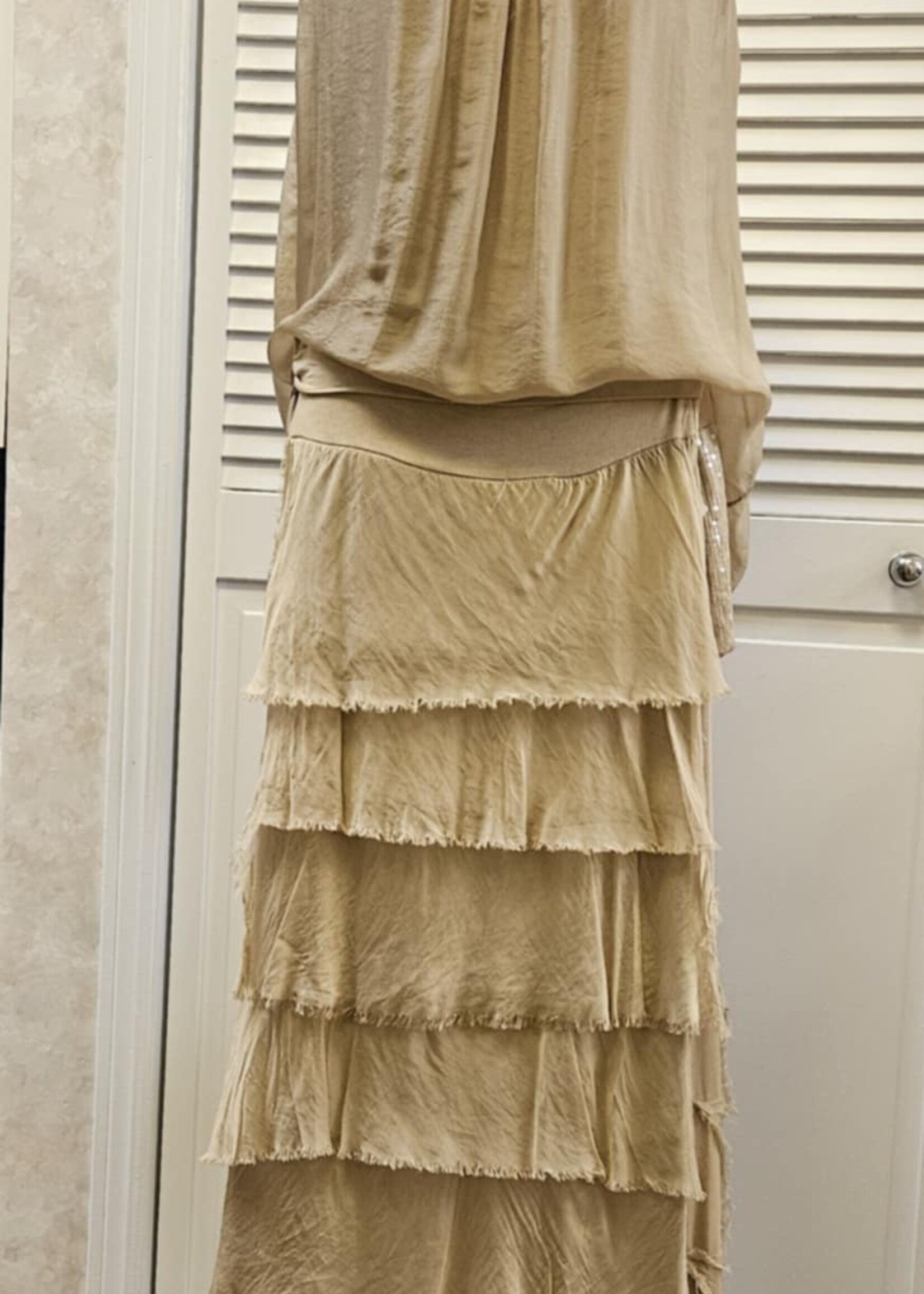 Angela Mara Tiered linen skirt