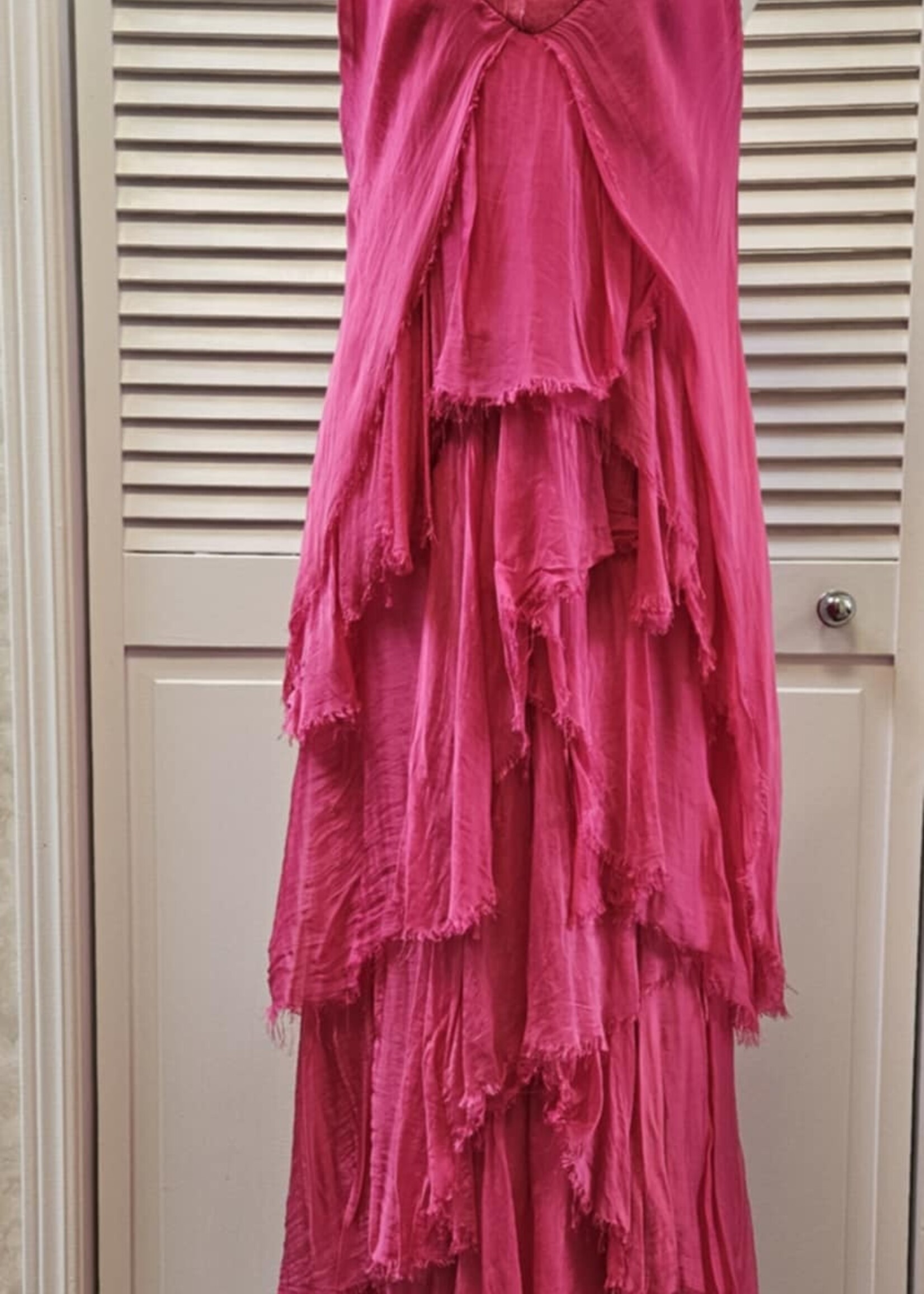 Angela Mara Linen tiered maxi dress