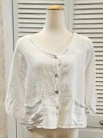 Angela Mara Linen 3/4 sleeve button cover-up