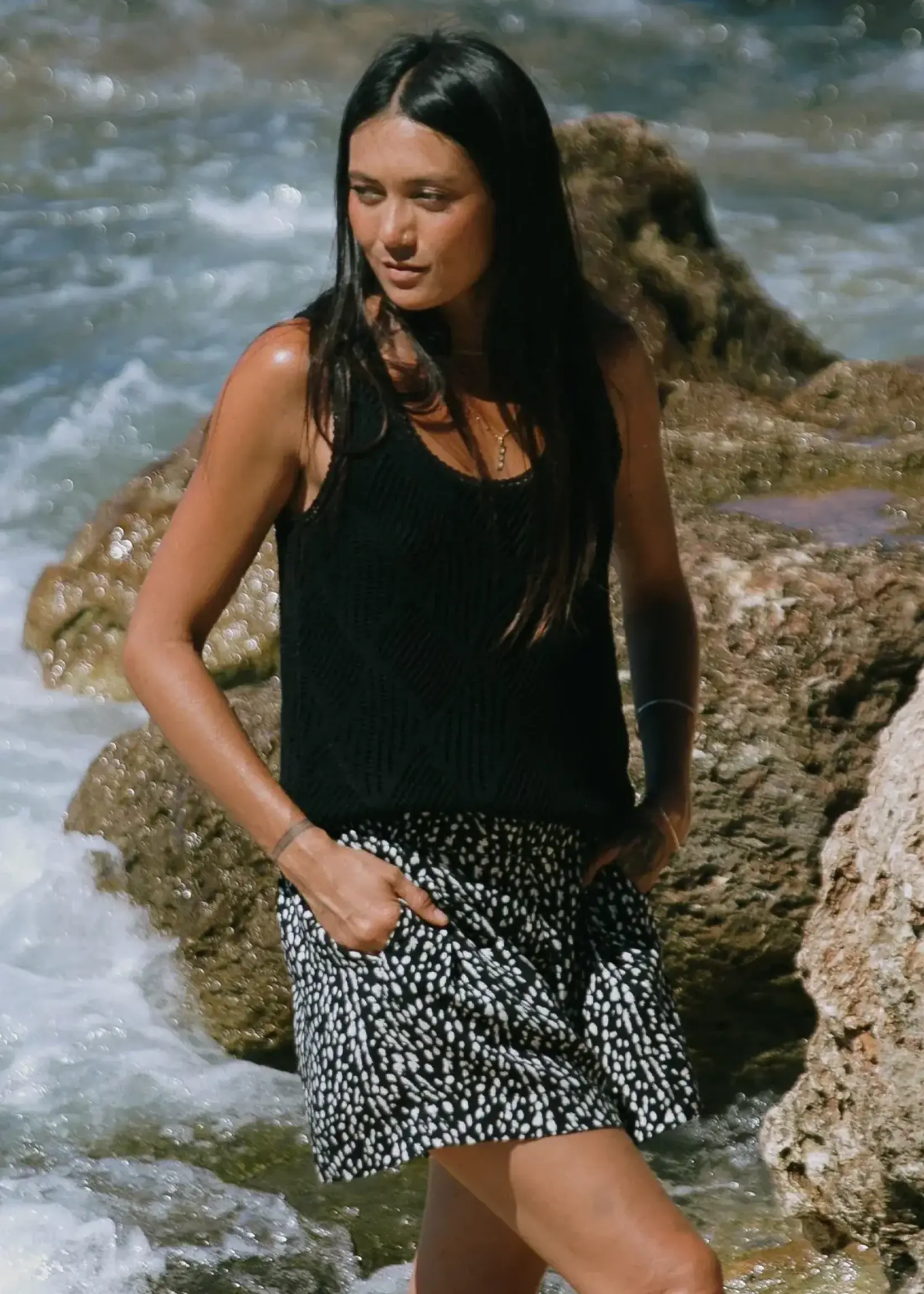 Tribal Crochet scoop neck tank top