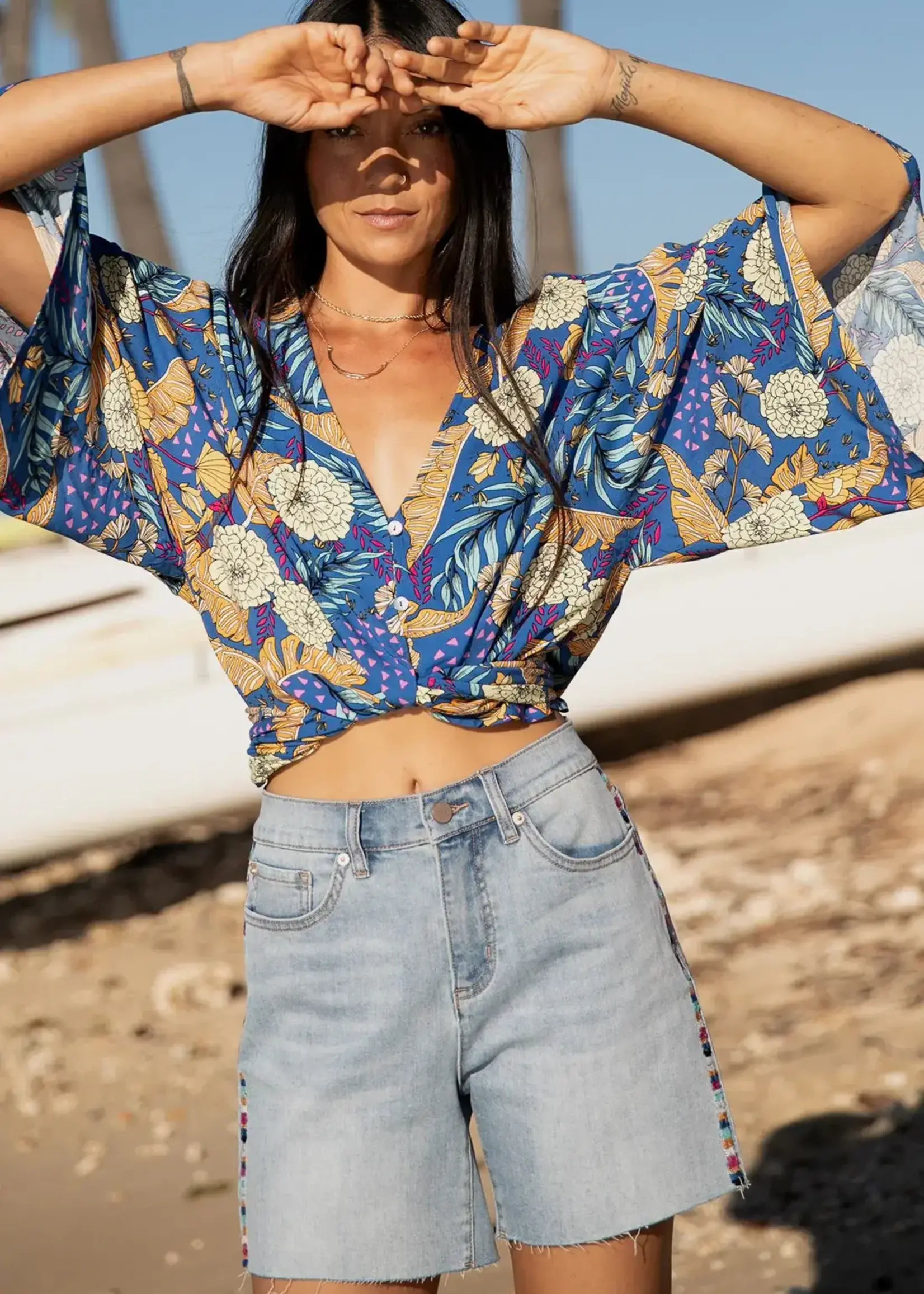 Tribal High waisted embroidered short