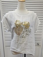 Angela Mara Foiled heart cotton t-shirt