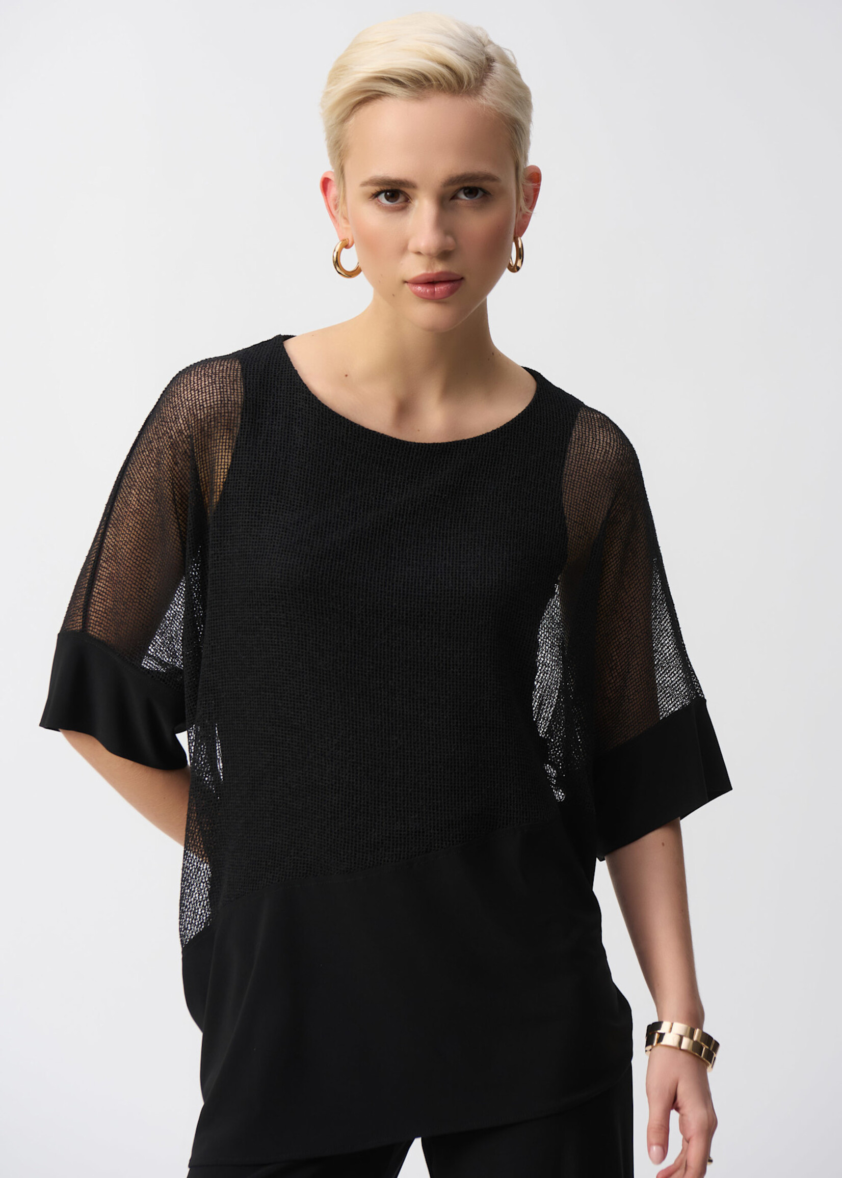 Joseph Ribkoff Silky sheer mesh flutter sleeve top