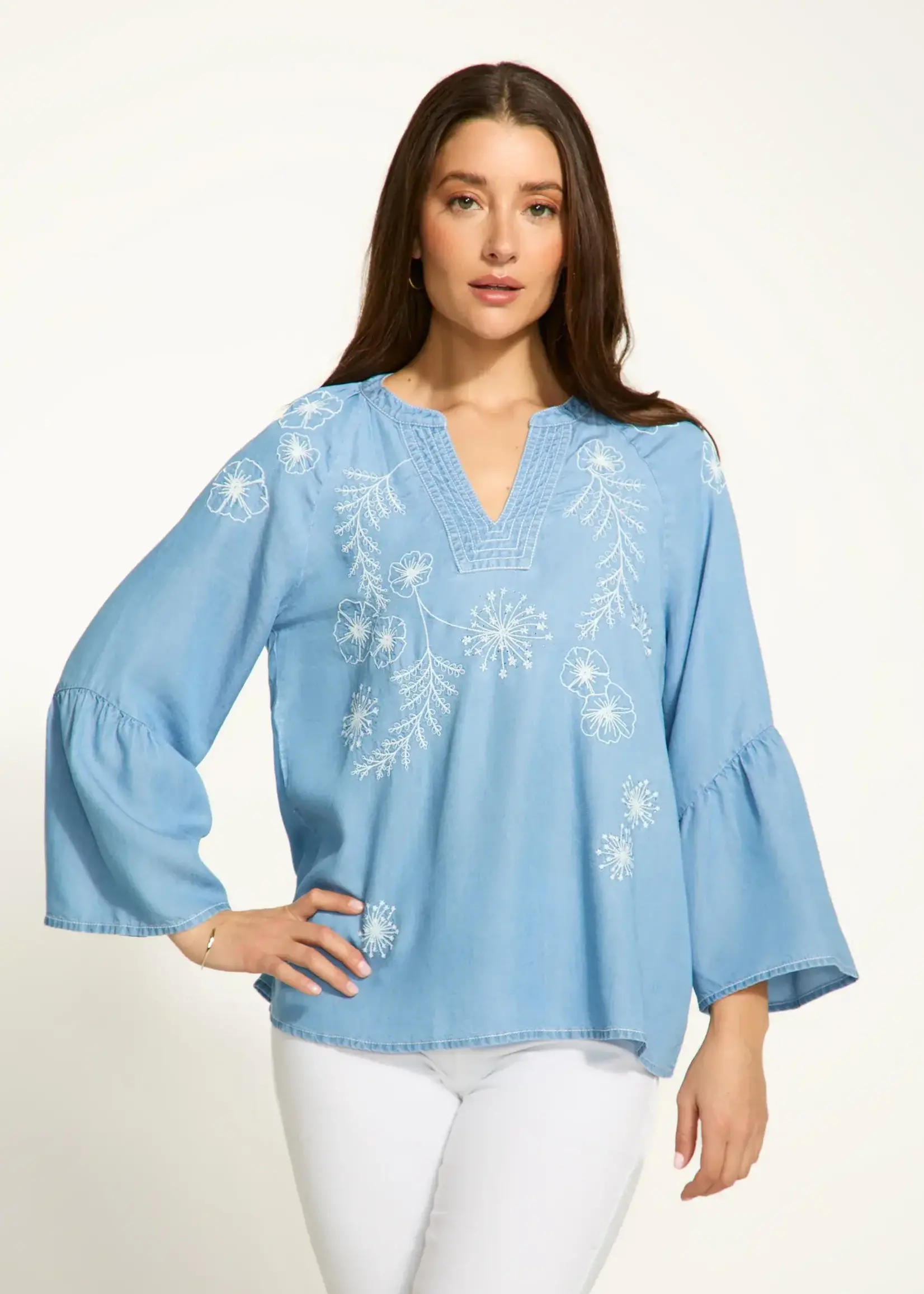 French Dressing Jeans Embroidered chambray shirt