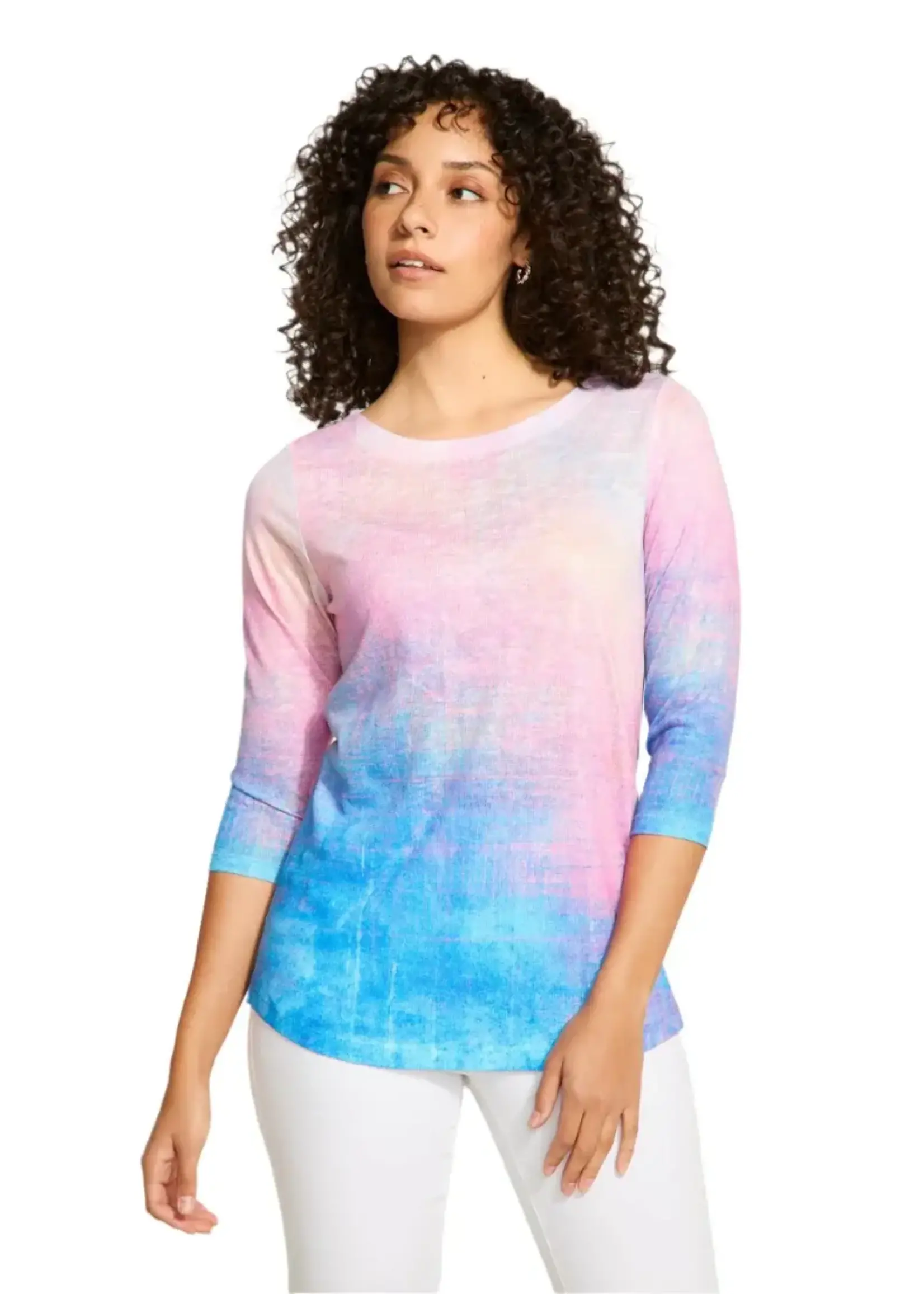 French Dressing Jeans Boat neck 3/4 sleeve print top
