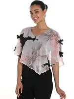 Frank Lyman V-neck cape overlay w/bow detail