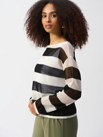 Joseph Ribkoff Sheer stripe boat neck pull- over
