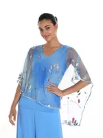 Frank Lyman Metallic splash print overlay blouse