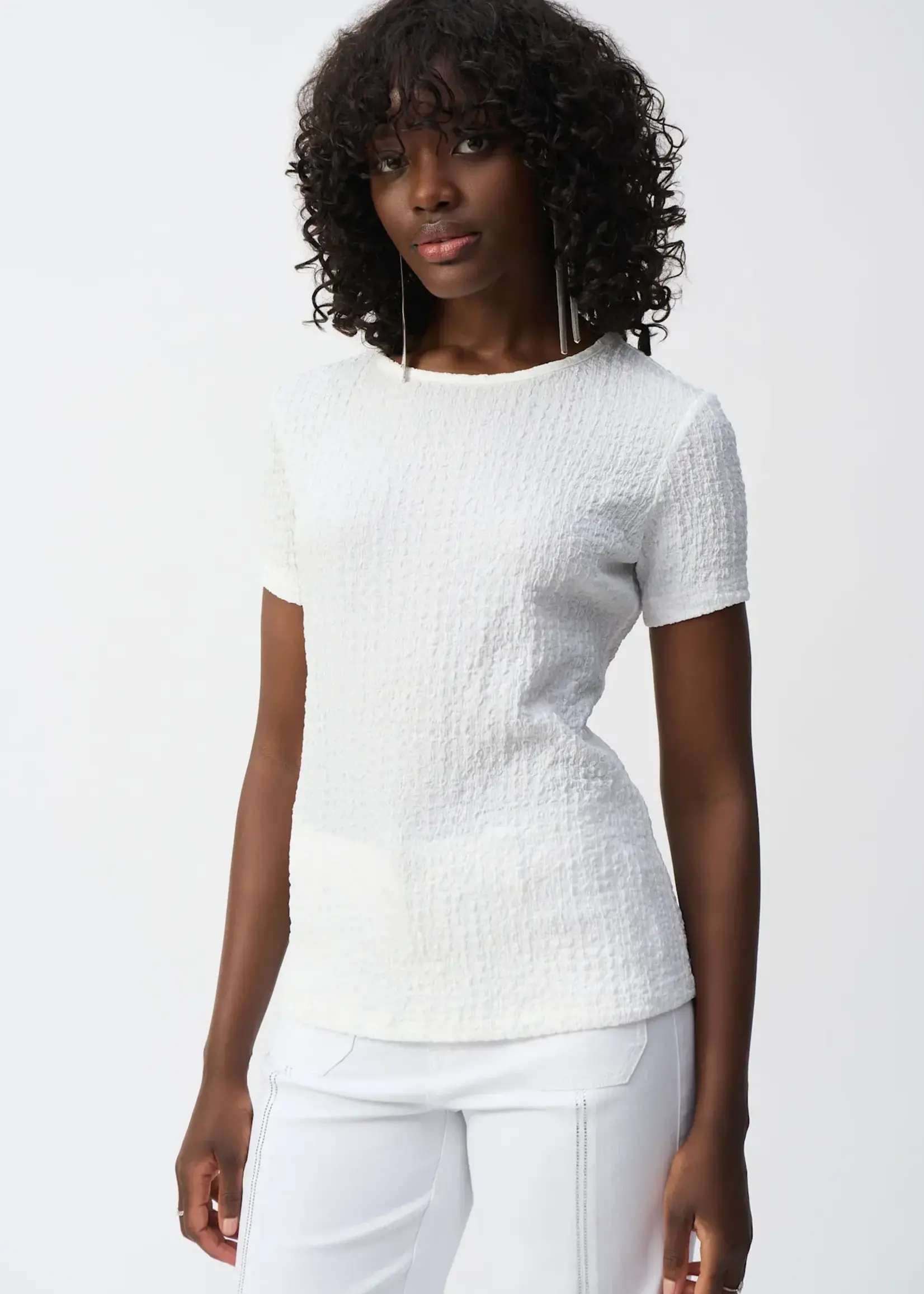 Joseph Ribkoff Puckered knit fitted tee