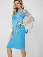 Frank Lyman Foil print sheer cape midi