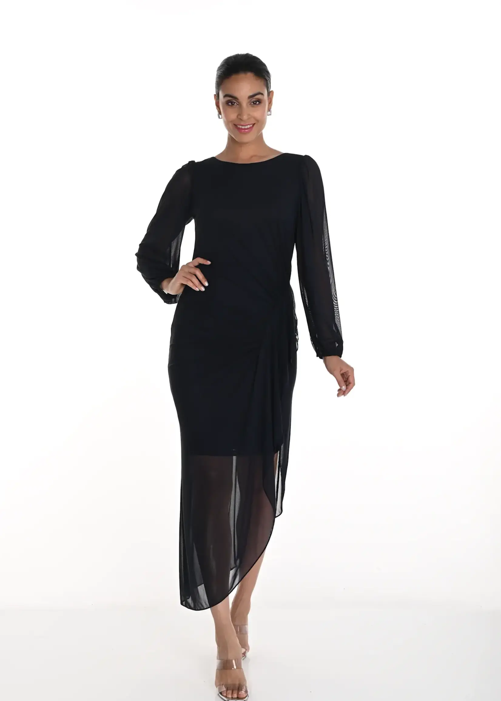 Frank Lyman Sheer sleeve angled hem