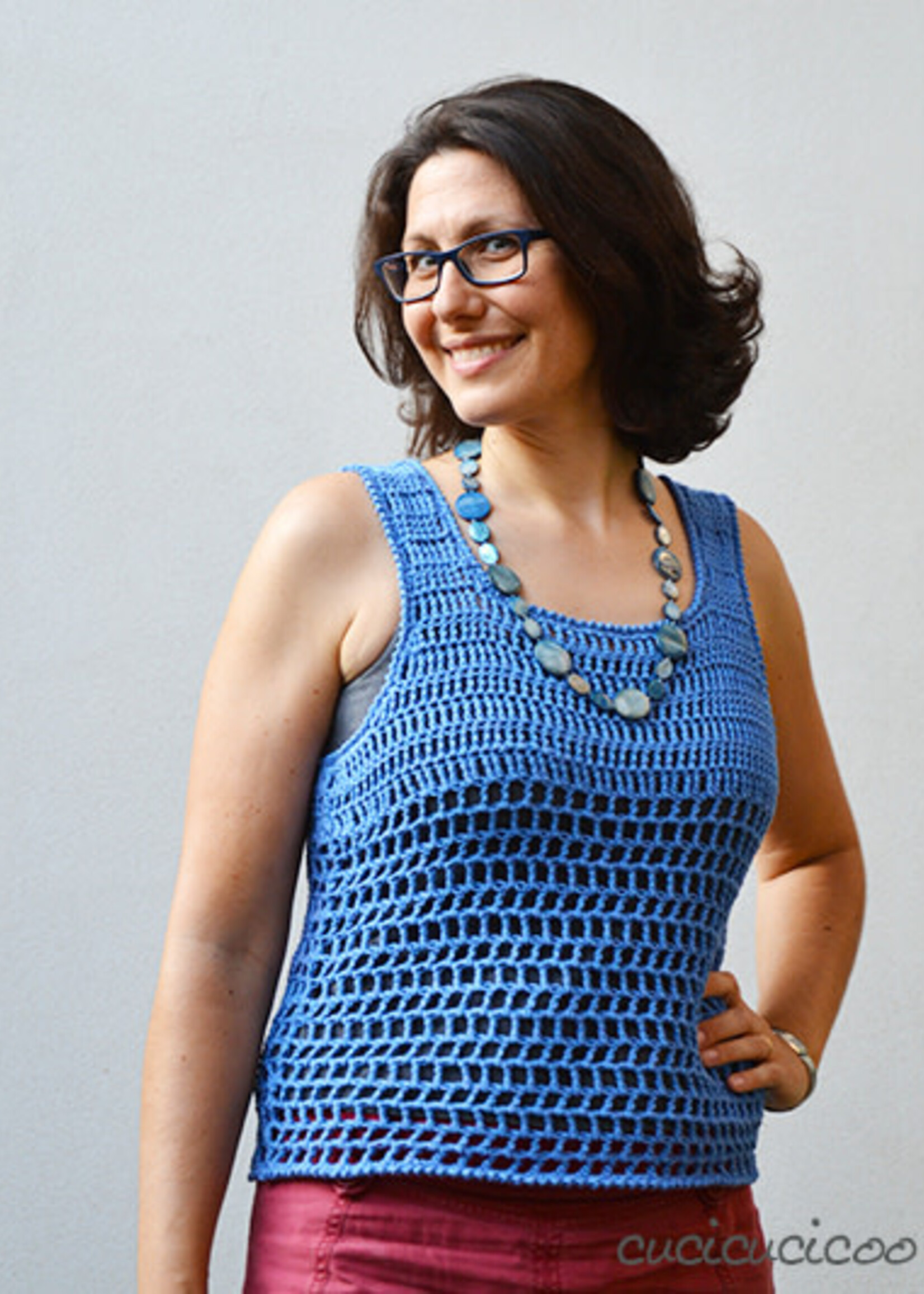 Tribal Crochet scoop neck tank top