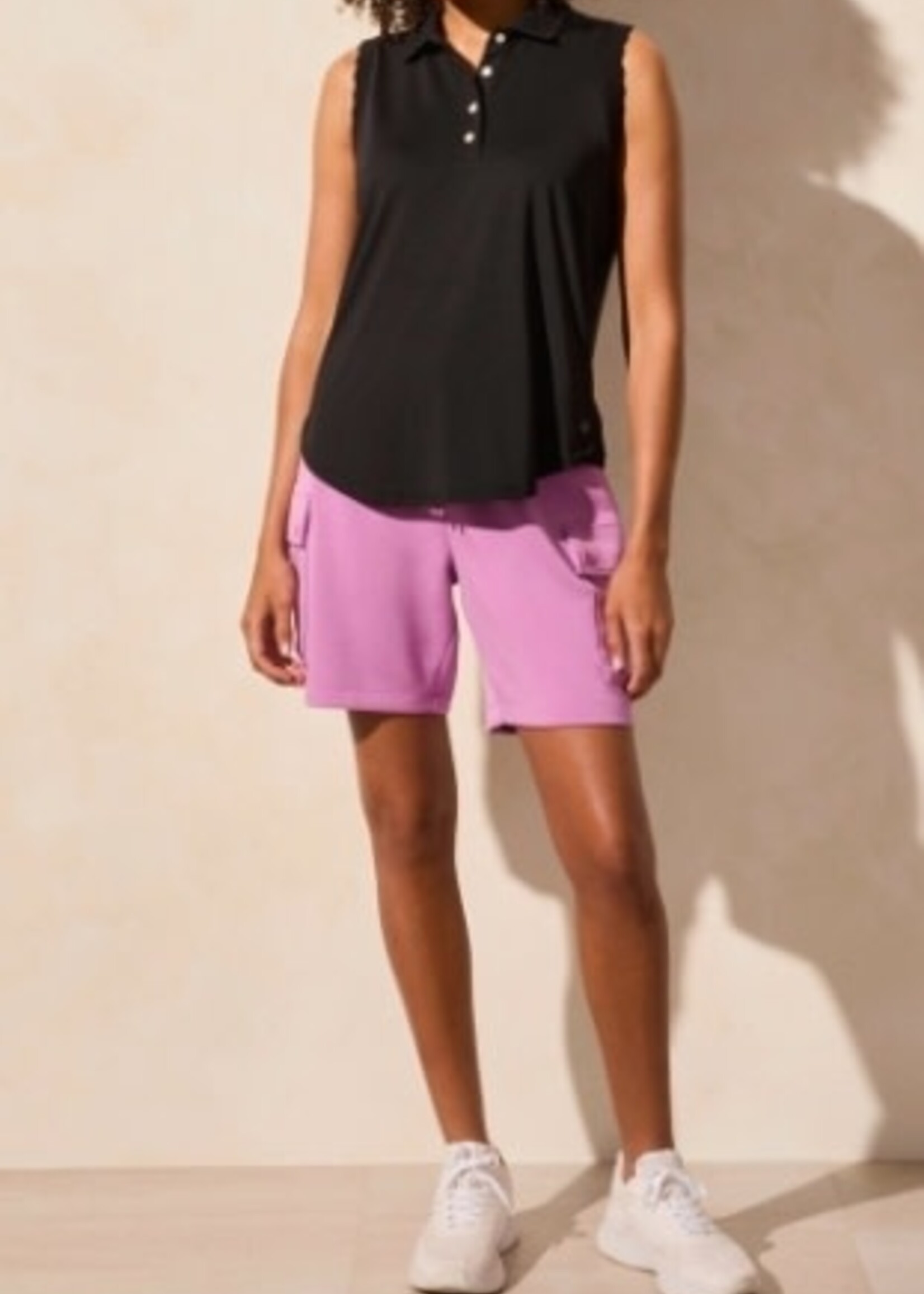 Tribal Scallop edge rib detail polo top