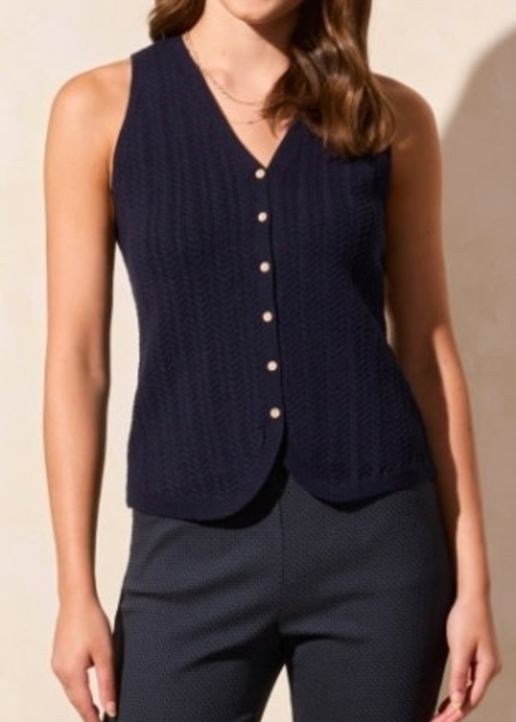 Tribal Sweater vest w/ wood buttons