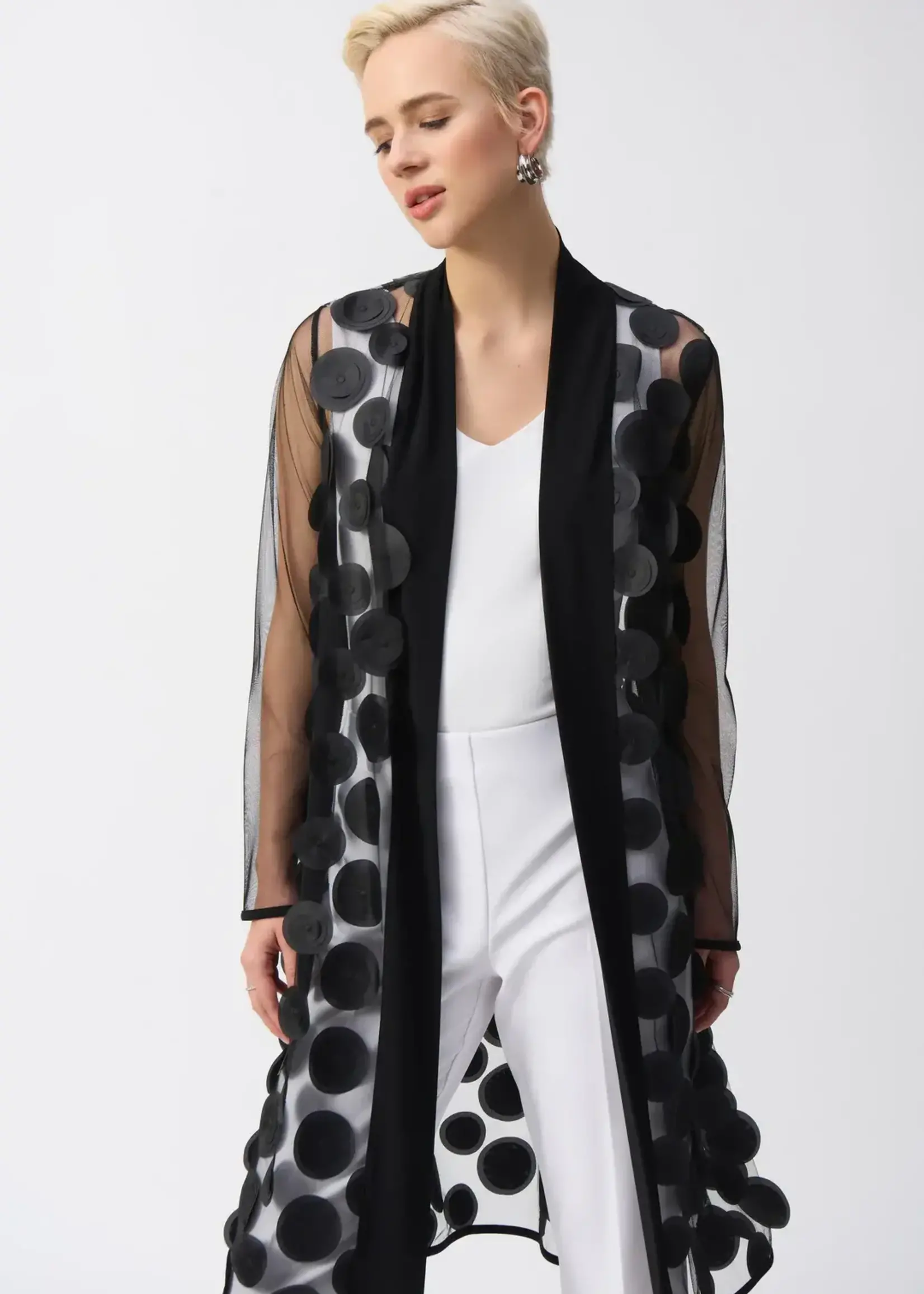 Joseph Ribkoff 3D dot mesh duster