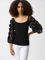 Joseph Ribkoff Mesh dot 3/4 sleeve blouse