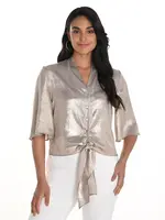 Frank Lyman Flutter sleeve tie- front blouse
