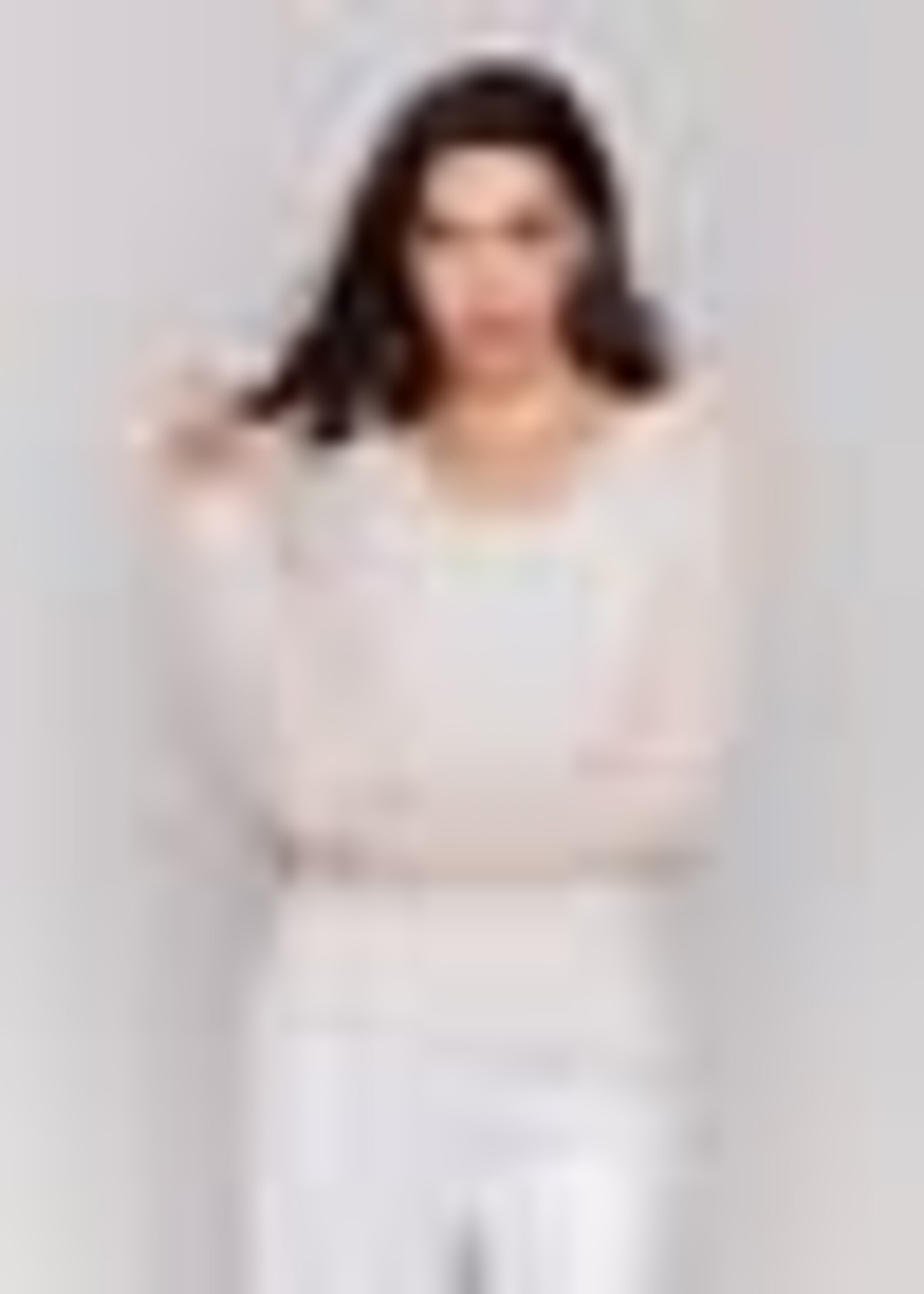 Charlie B Braided Fishnet V-Neck Sweater