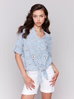 Charlie B Eyelet Embroidery Front Tie Top