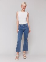 Charlie B Floral Embroidered Crochet Jeans