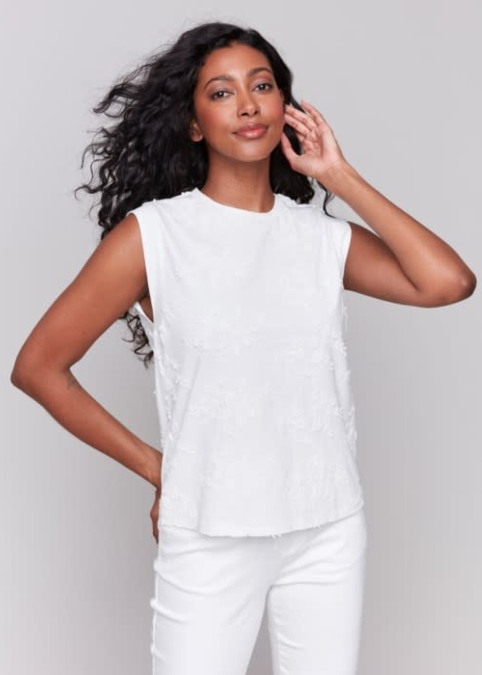 Charlie B Embroidered Sleeveless Crew NecK