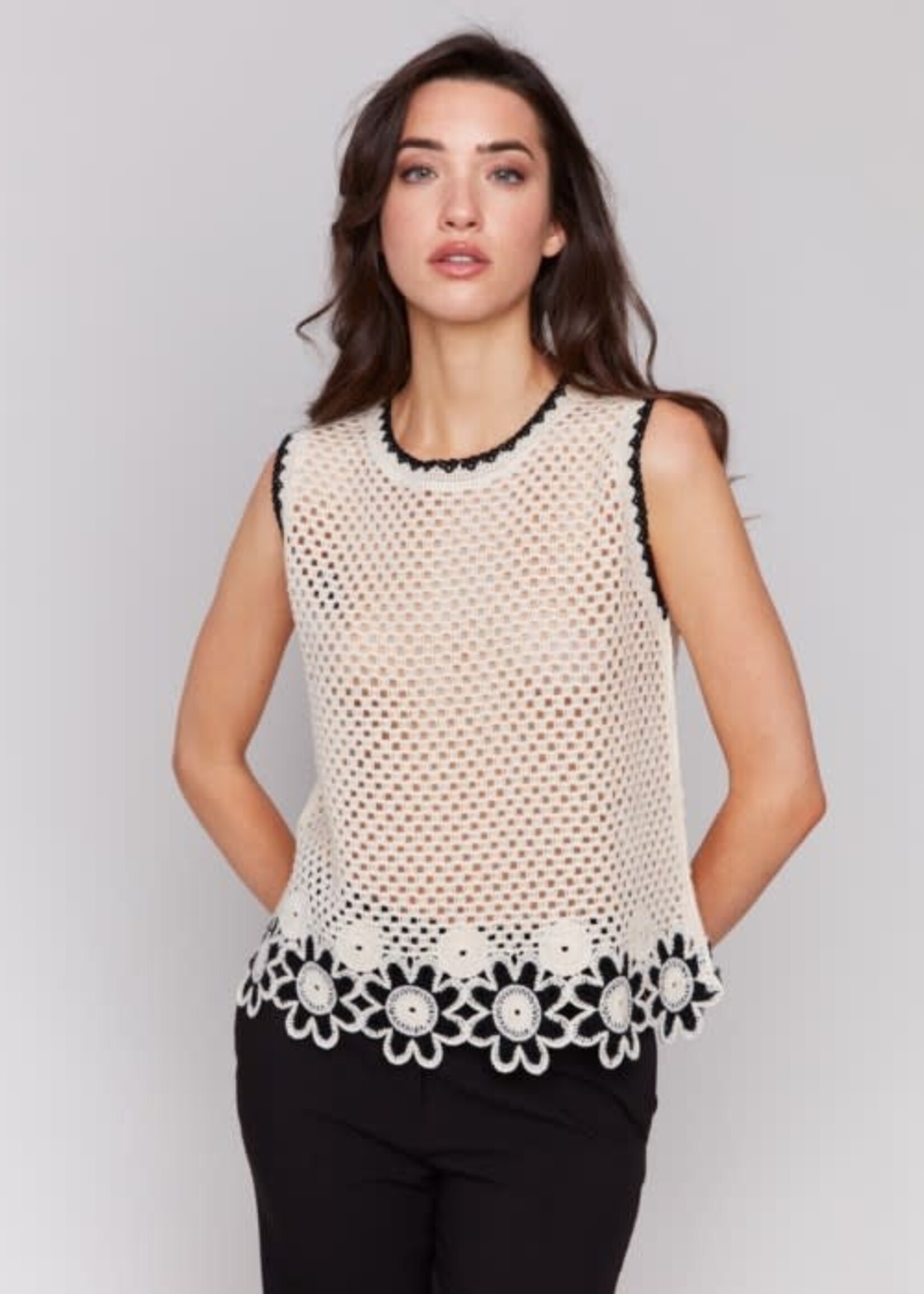 Charlie B Floral Border Crochet Tank