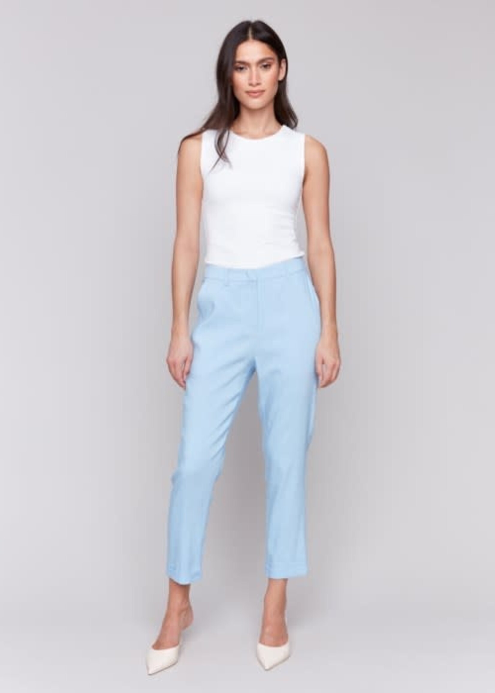 Charlie B Cuffed Hem linen mix pant