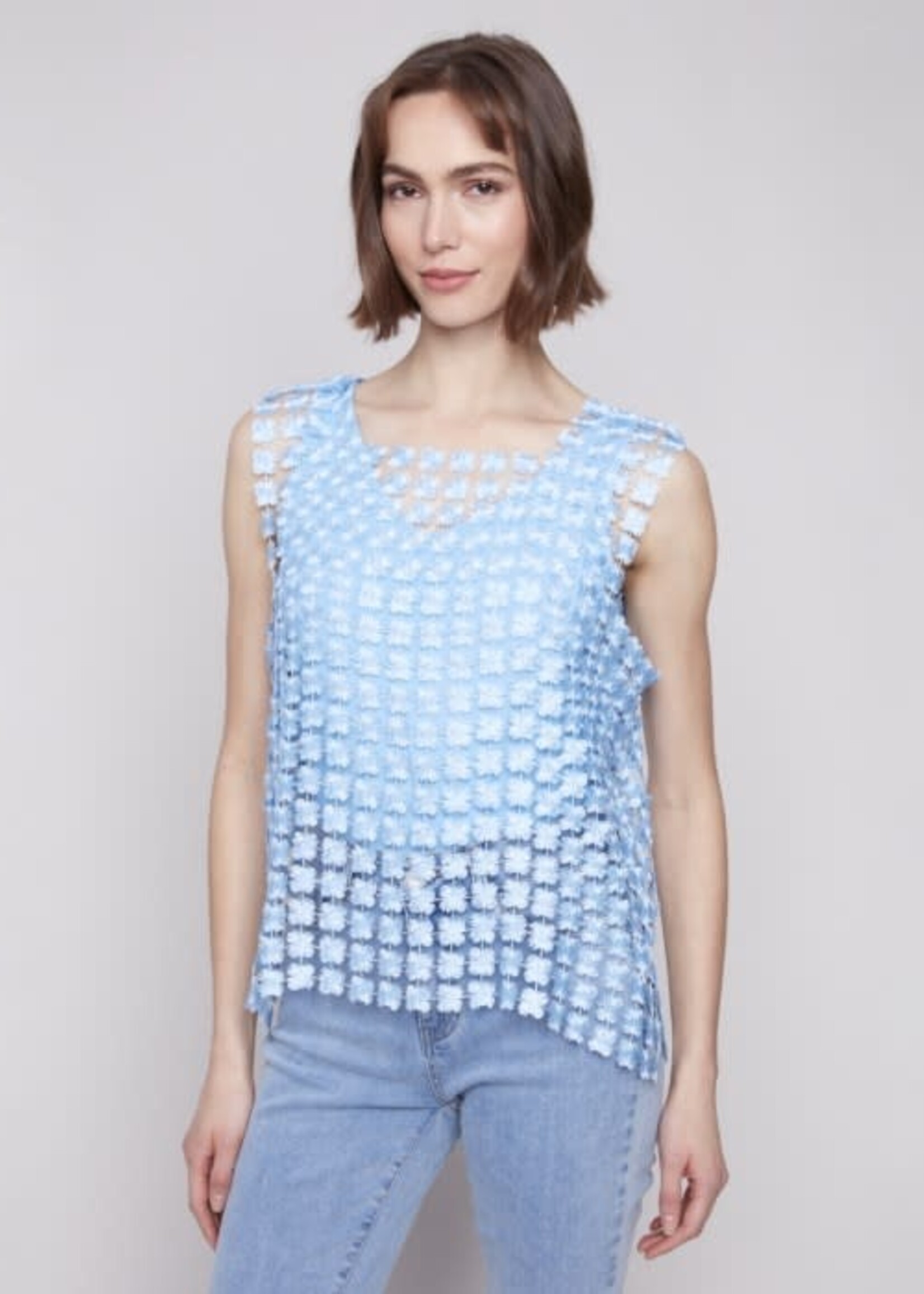 Charlie B Textured Crochet Flower Top