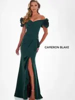 Cameron Blake 3D Floral off-shoulder gown